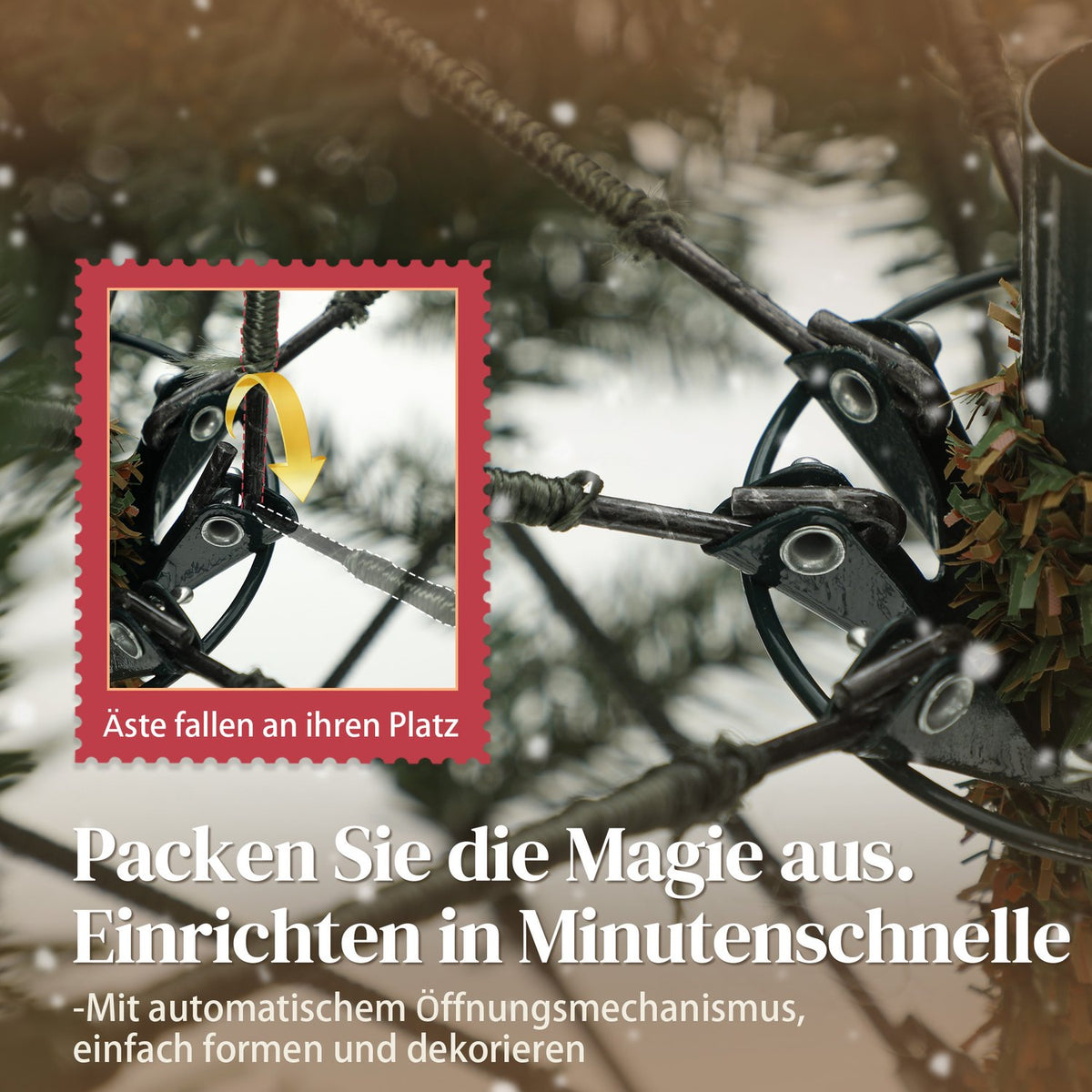 Artificial Christmas Tree, 180 cm, Hinged Branches, Metal Stand
