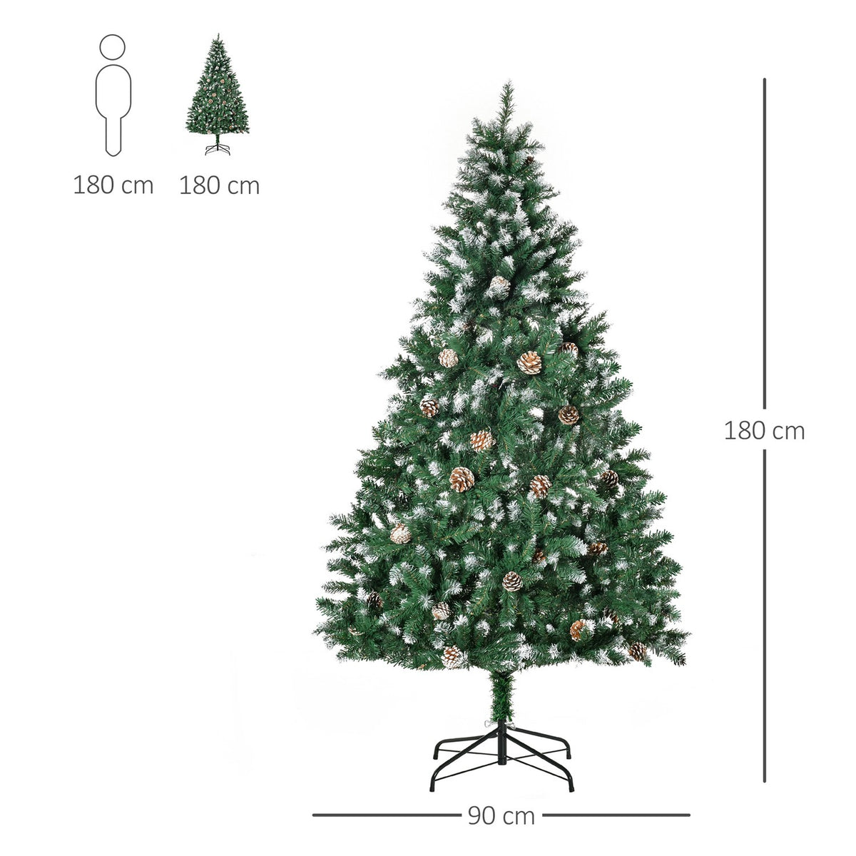 Artificial Christmas Tree, 180 cm, Realistic Pine Look