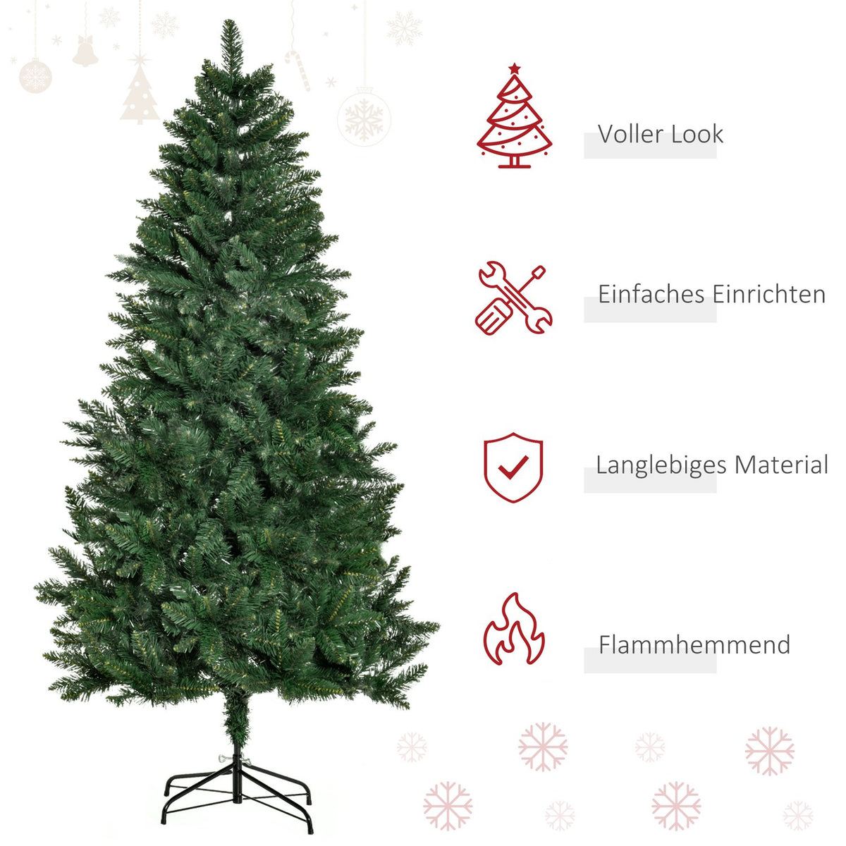Artificial Christmas Tree, 180 cm, Realistic Pine Look