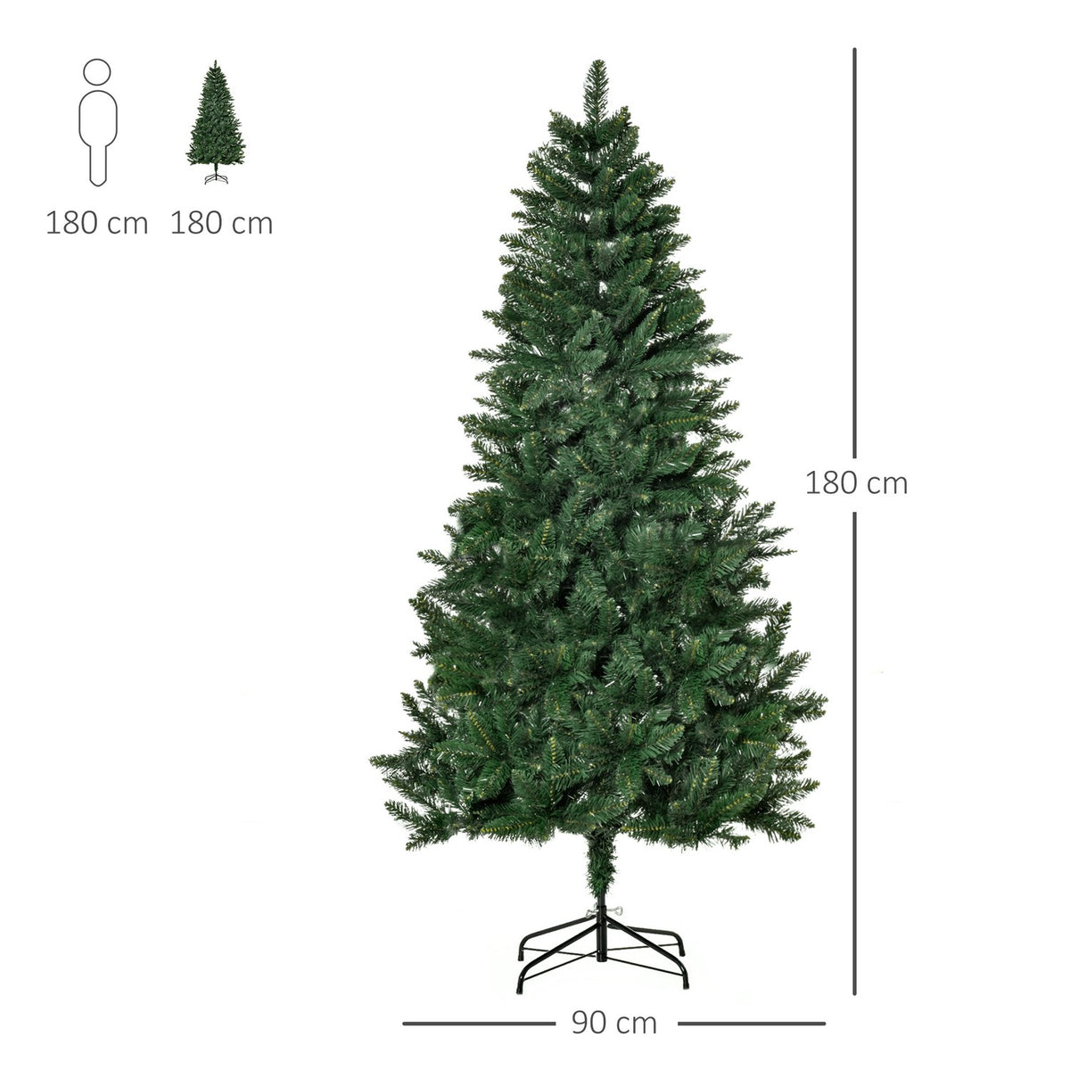 Artificial Christmas Tree, 180 cm, Realistic Pine Look
