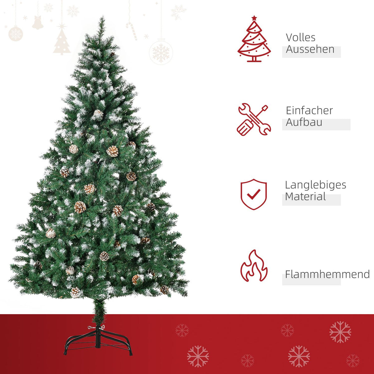Artificial Christmas Tree, 180 cm, Realistic Pine Look