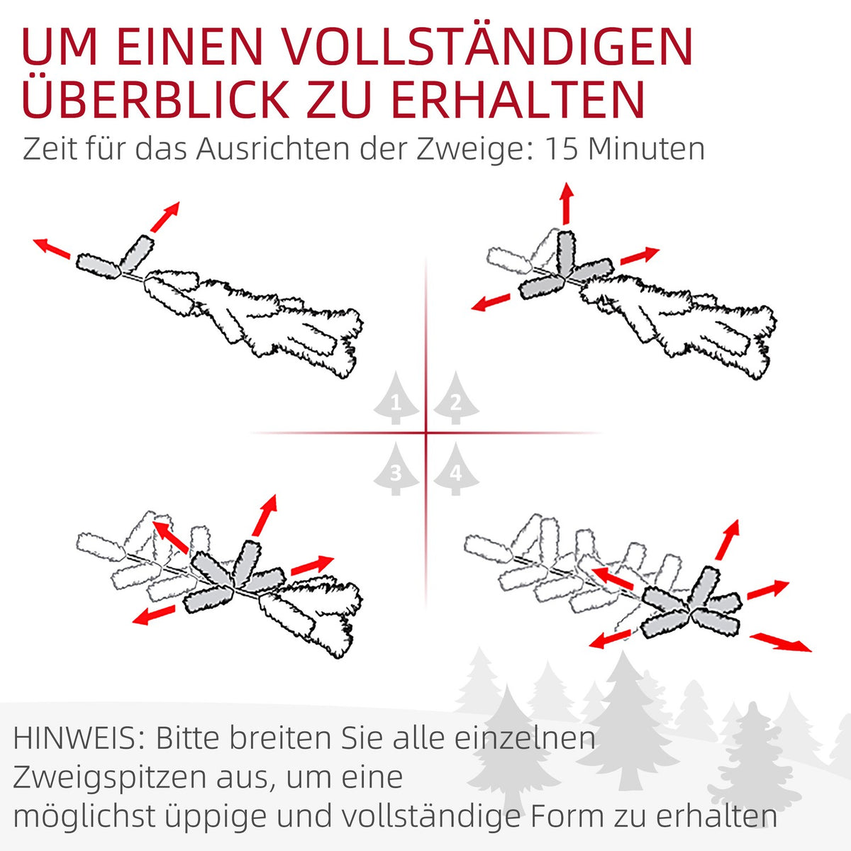 Artificial Christmas Tree, 180cm, Snowy Branches, Metal Stand