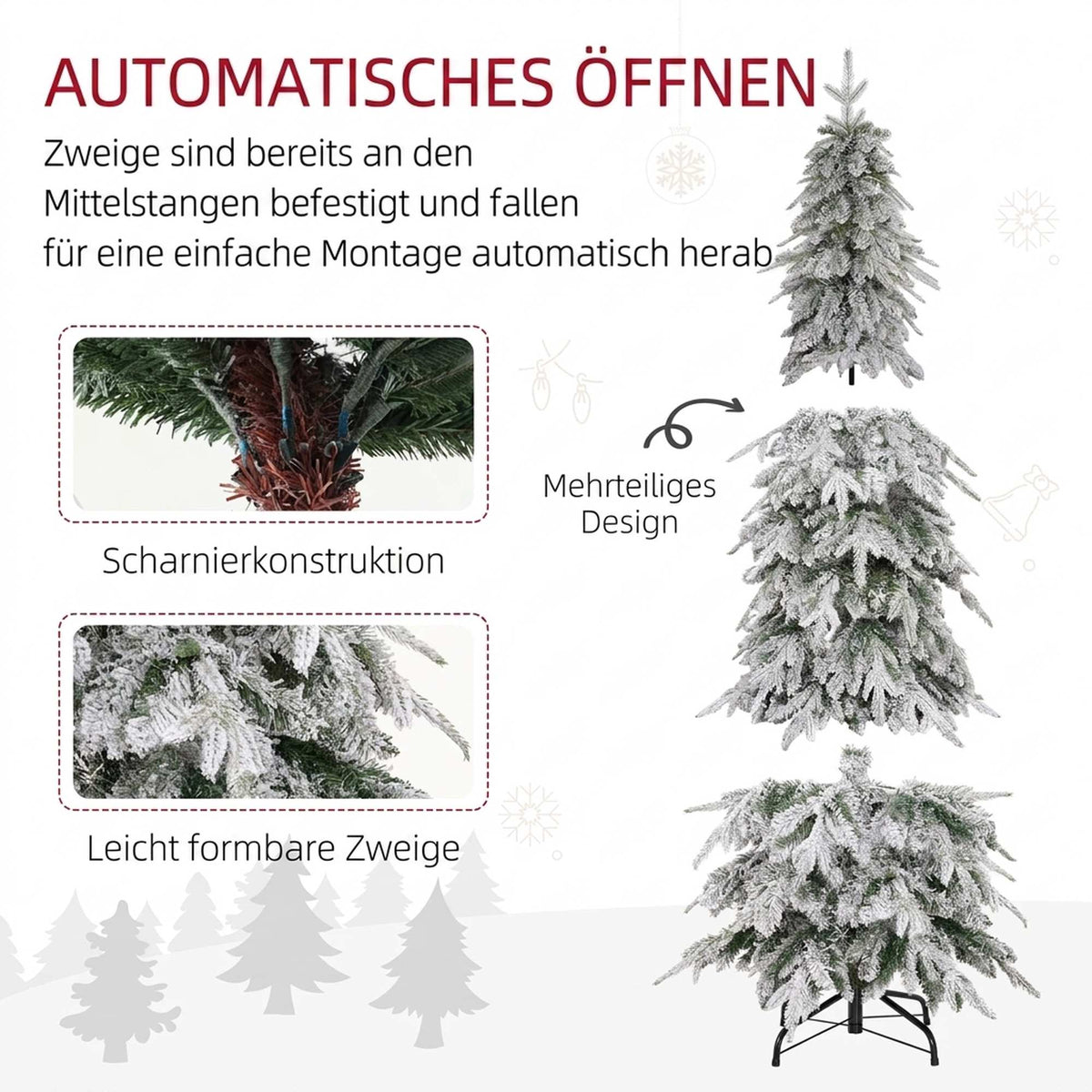 Artificial Christmas Tree 180cm with Snow and 600 Branches