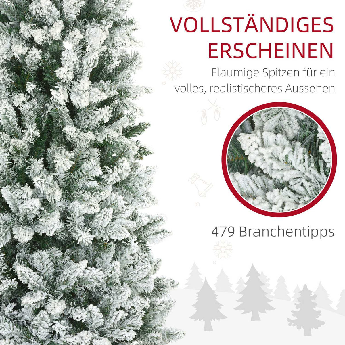 Artificial Christmas Tree, 183 cm, Slim with Snow Effect