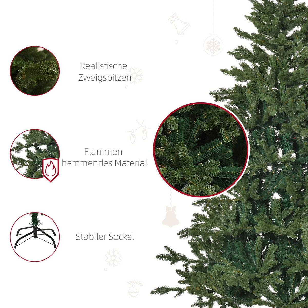 Artificial Christmas Tree 1.8 M Christmas Tree Pvc Pe Metal Green Ø90 X 180 Cm
