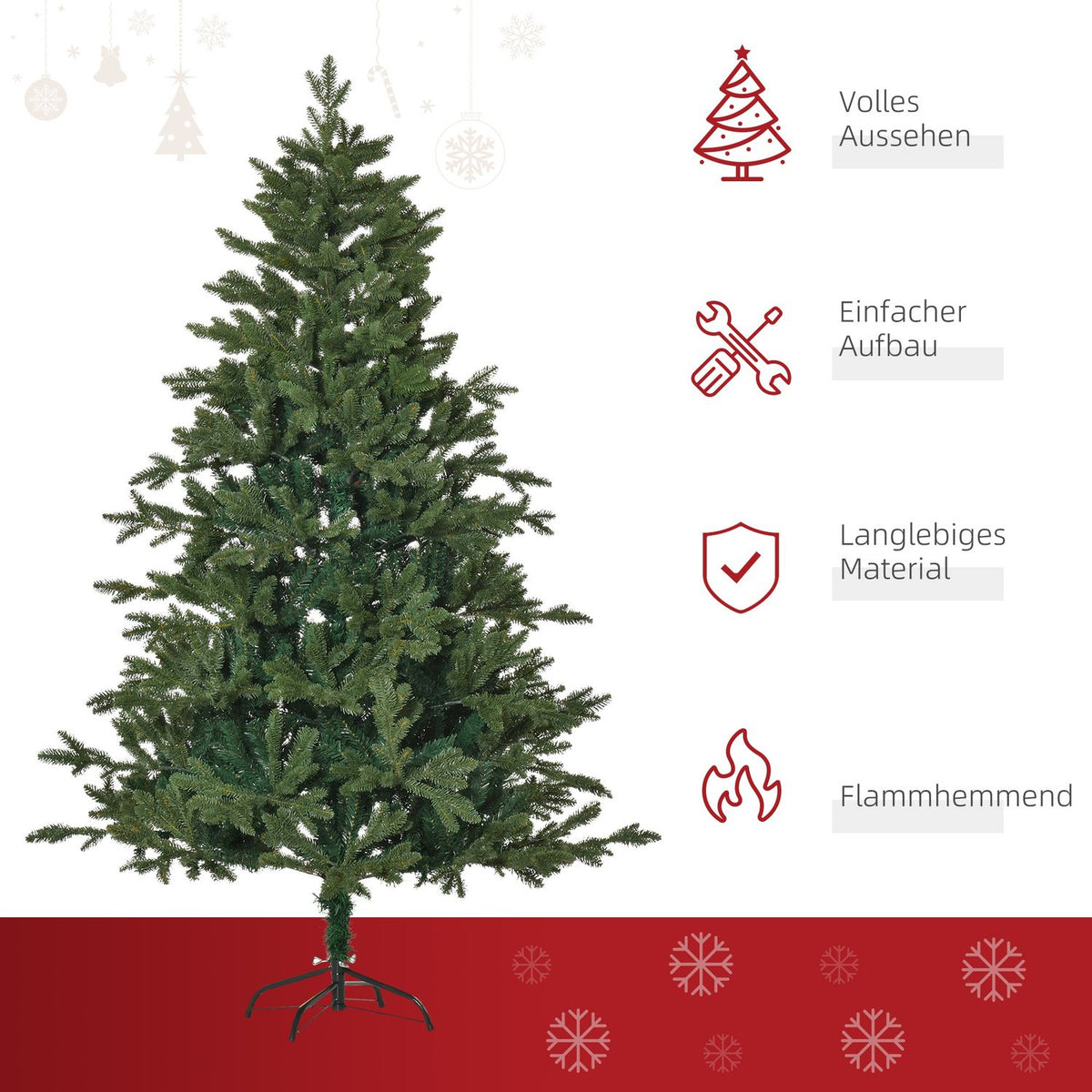 Artificial Christmas Tree 1.8 M Christmas Tree Pvc Pe Metal Green Ø90 X 180 Cm