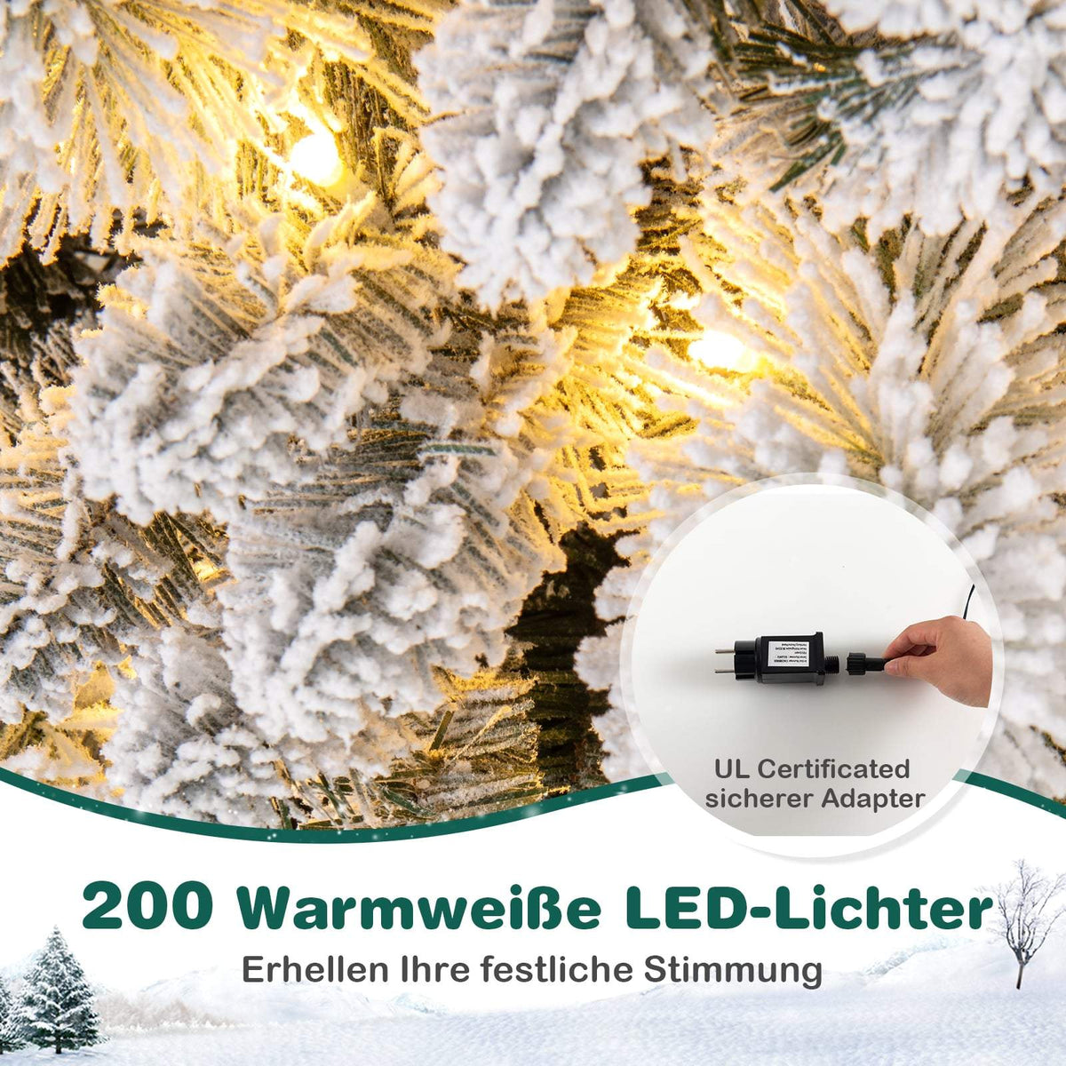 Artificial Christmas Tree, 210 cm, 200 LED Lights, Pop-Up Design