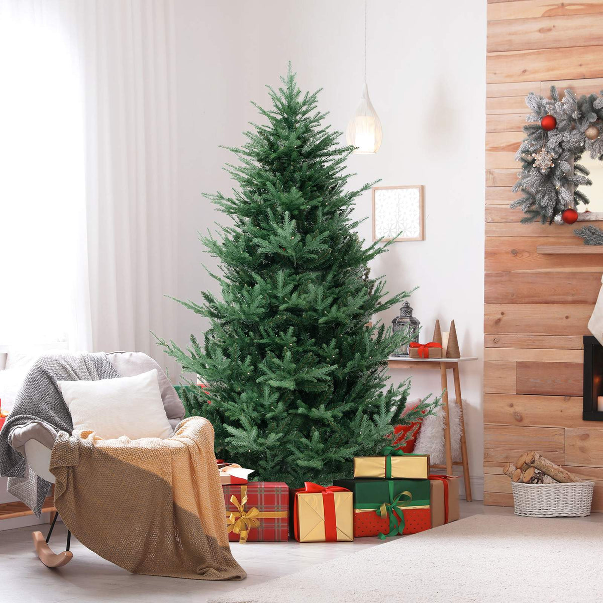 Artificial Christmas Tree 210 cm, 340 Warm White LEDs, 8 Modes