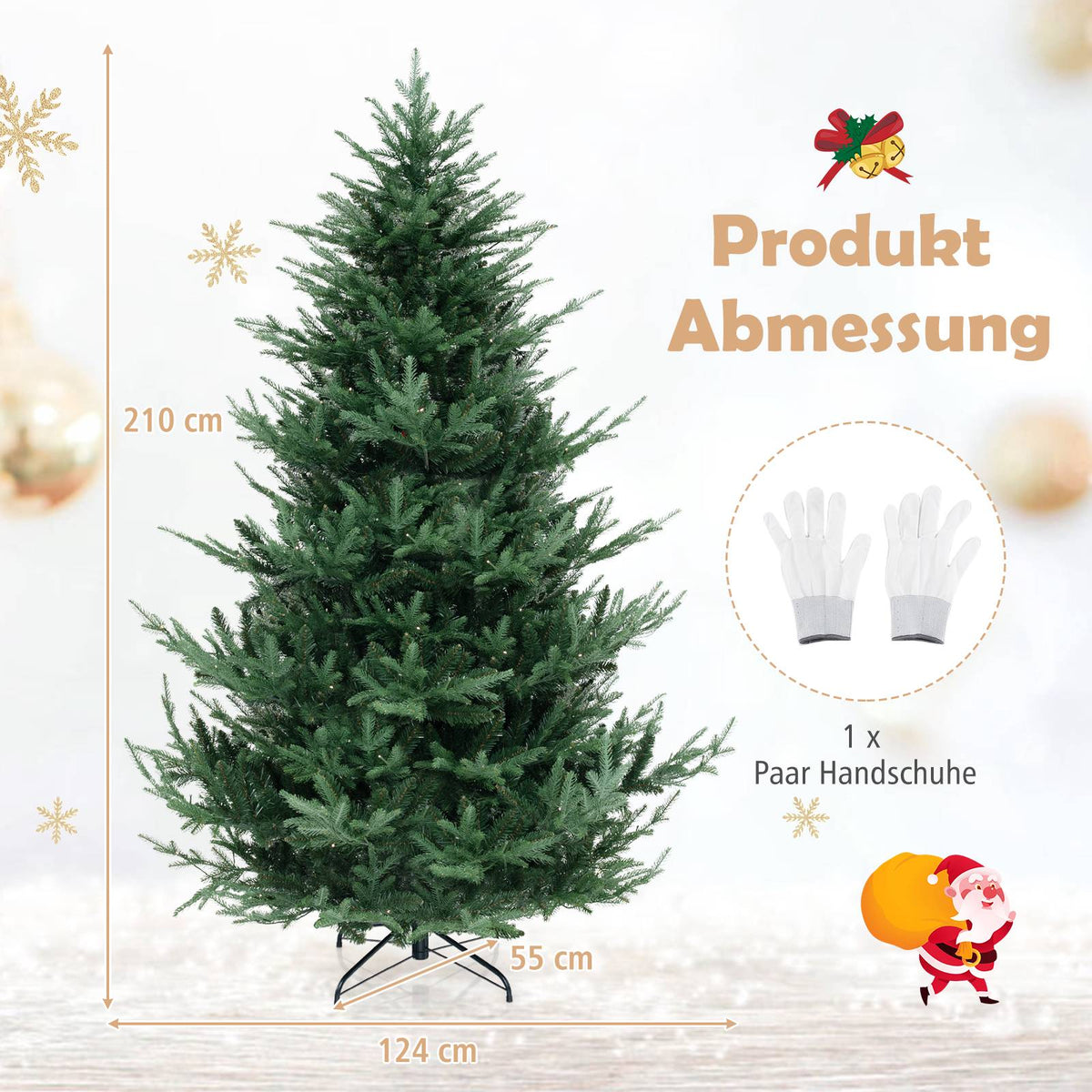 Artificial Christmas Tree 210 cm, 340 Warm White LEDs, 8 Modes