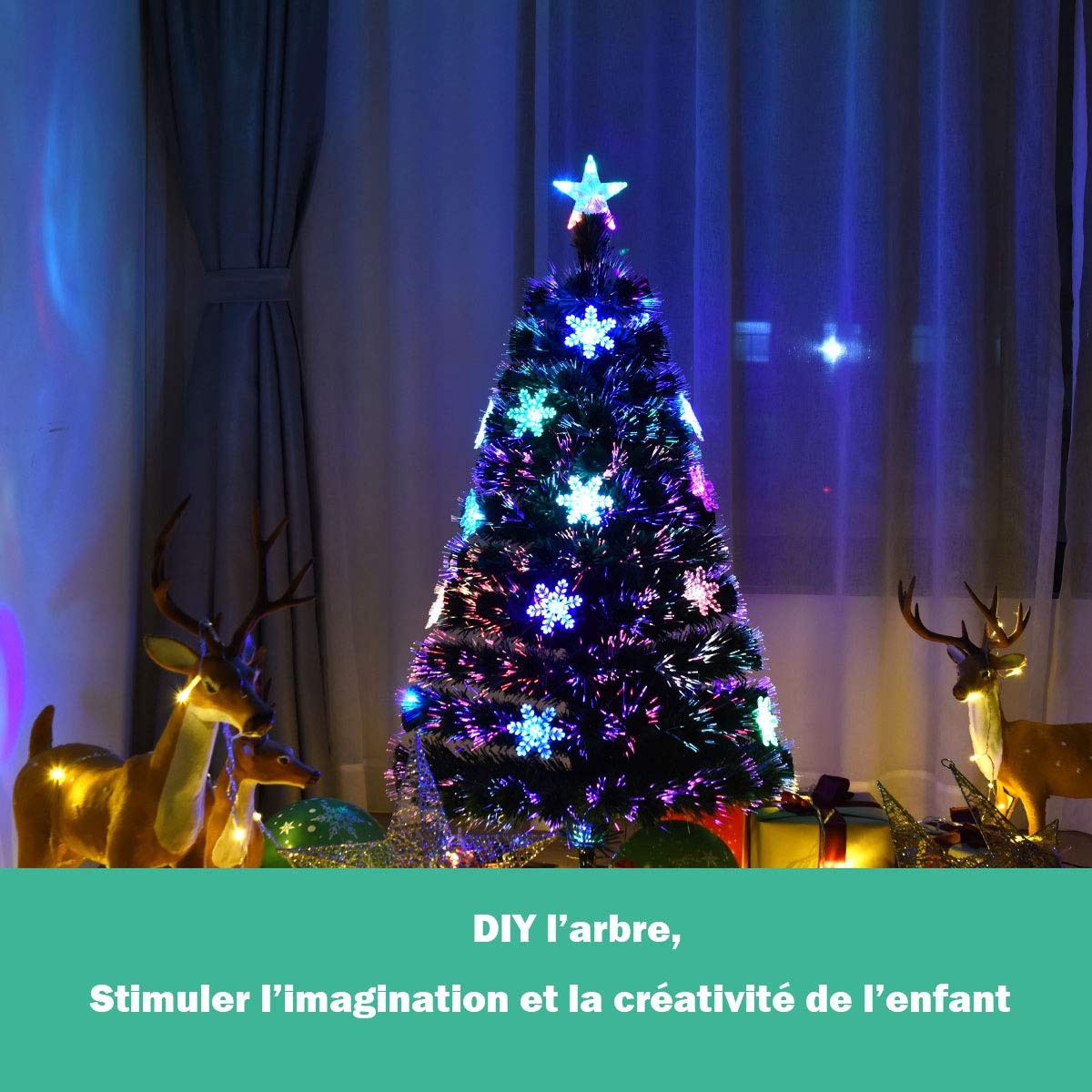 Artificial Christmas Tree 210 cm, 40 LED Lights, Stand