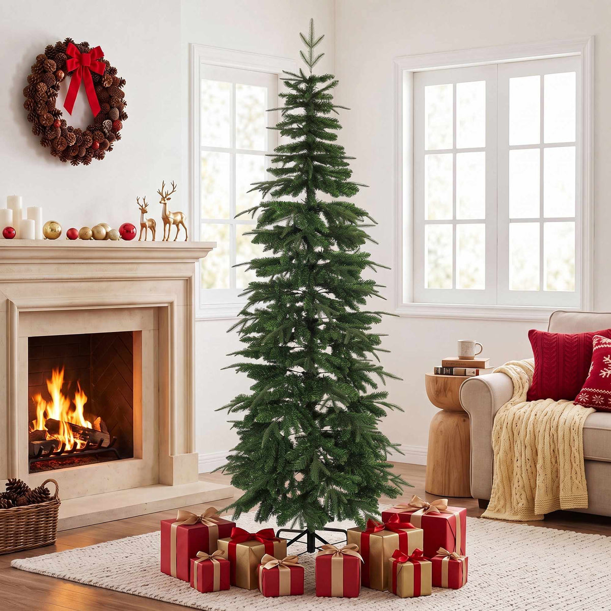 Artificial Christmas Tree, 210 cm Fir with Hinged Branches
