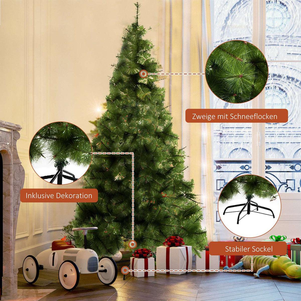 Artificial Christmas Tree 2.1 M Christmas Tree 505 Branches Dense Branches Easy Assembly Authentic Christmas Tree With Metal Stand