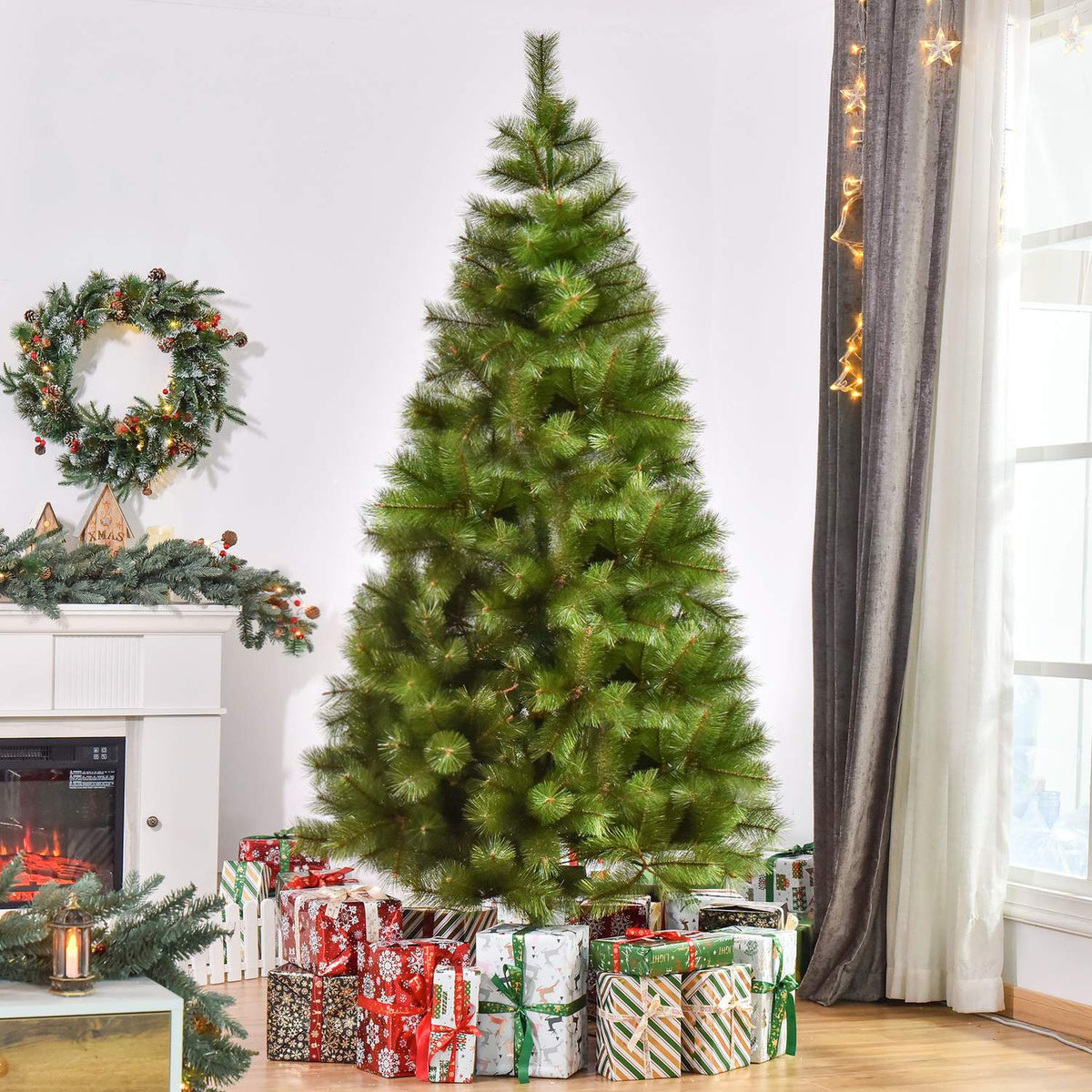 Artificial Christmas Tree 2.1 M Christmas Tree 505 Branches Dense Branches Easy Assembly Authentic Christmas Tree With Metal Stand