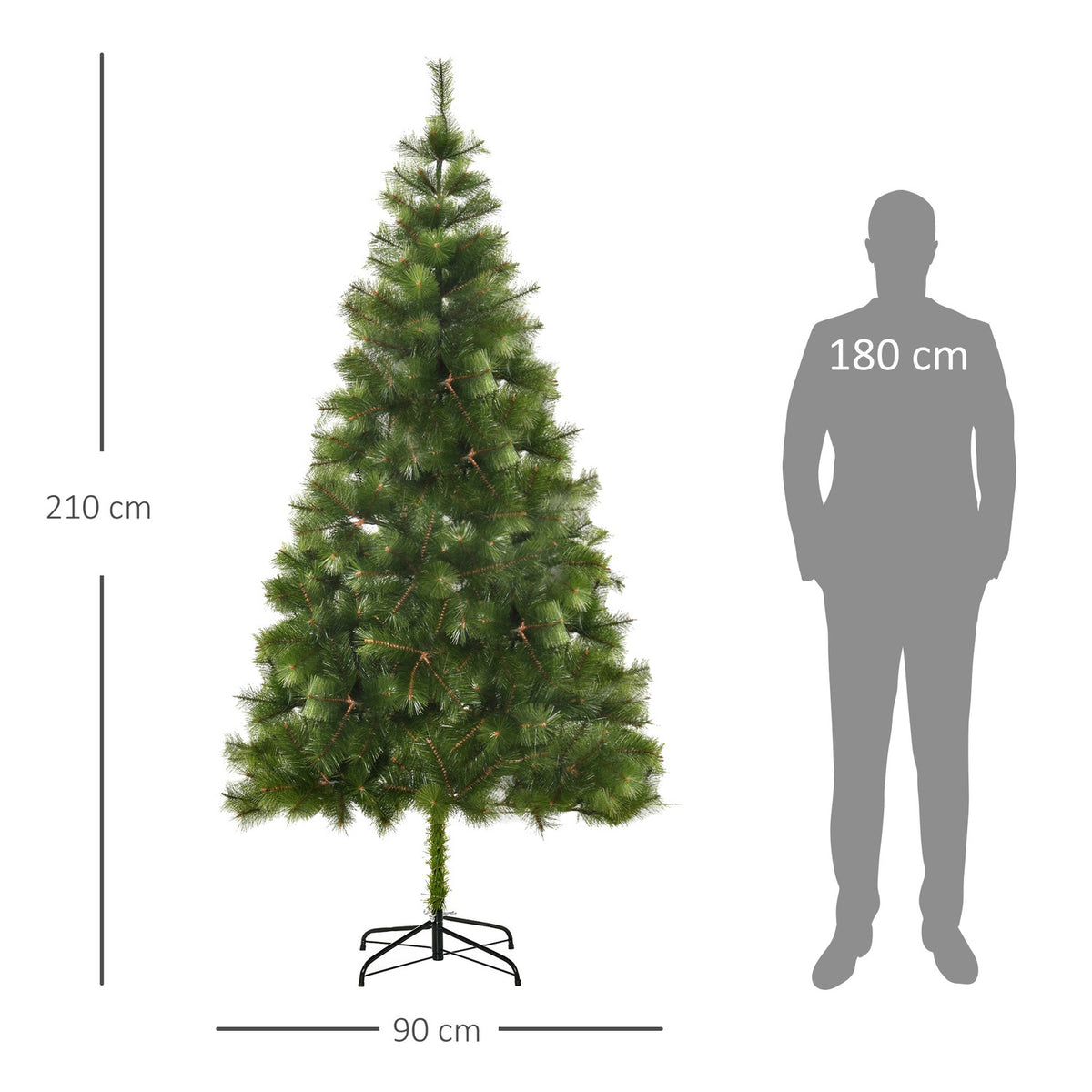Artificial Christmas Tree 2.1 M Christmas Tree 505 Branches Dense Branches Easy Assembly Authentic Christmas Tree With Metal Stand
