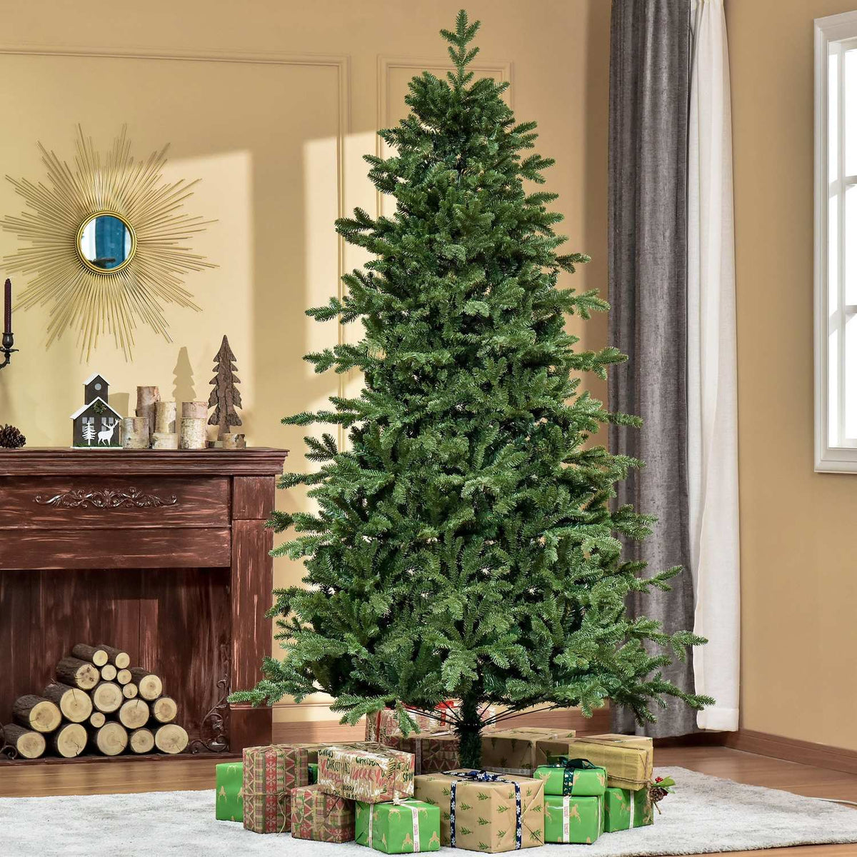 Artificial Christmas Tree 2.1 M Christmas Tree Pvc Pe Metal Green Ø105 X 210 Cm