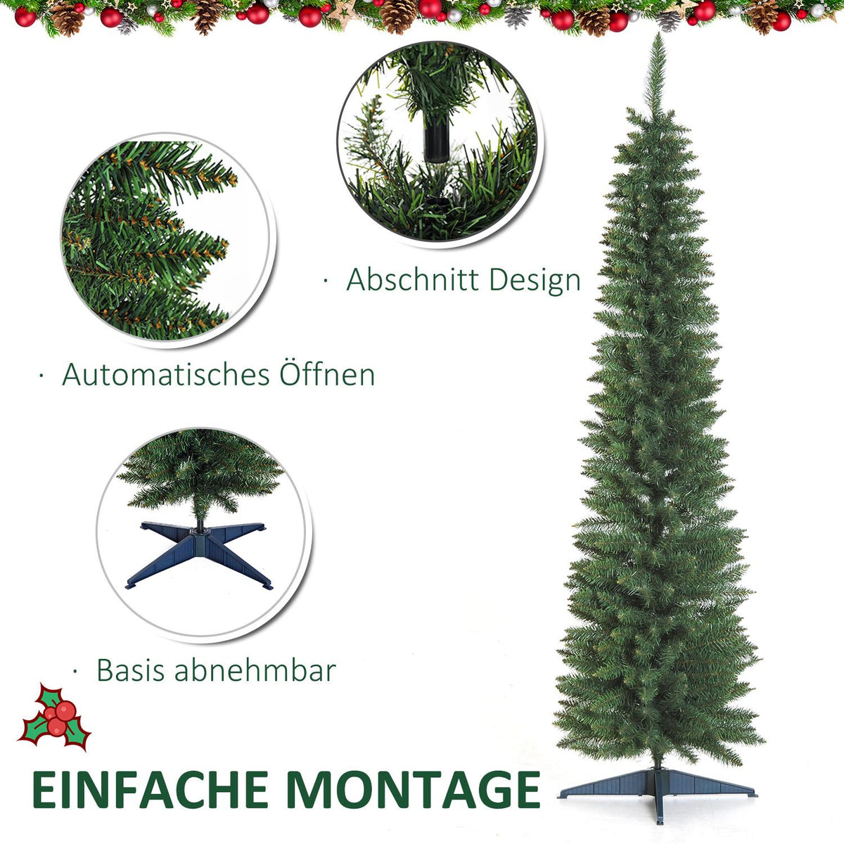 Artificial Christmas Tree, 2.1m, Realistic Plastic Branches