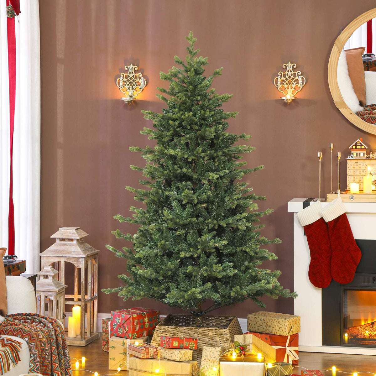 Artificial Christmas Tree, Realistic Branches, Metal Stand, 180 cm