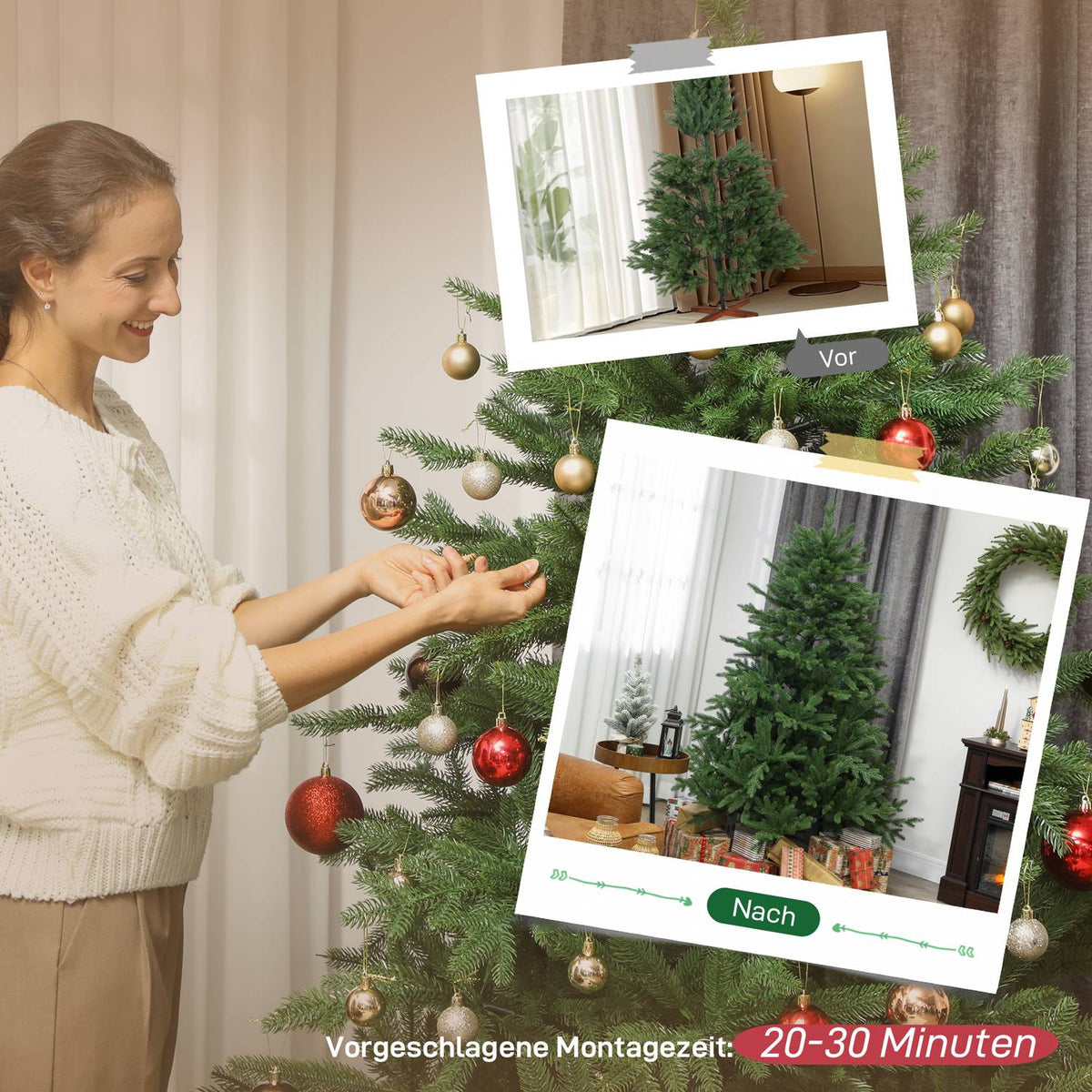 Artificial Christmas Tree, Realistic Look, Foldable Branches