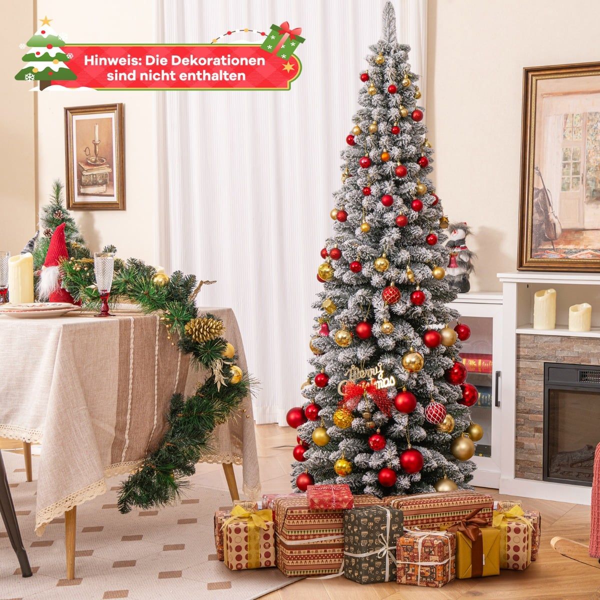 Artificial Christmas Tree, Snow-Flocked, 180 cm, PVC