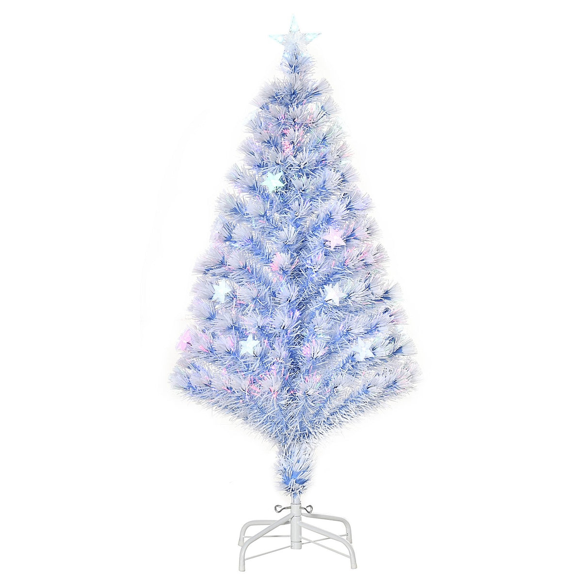 Artificial Christmas Tree With 3 Led Lights Christmas Tree Pvc Metal White + Blue Ø60 X 120H Cm