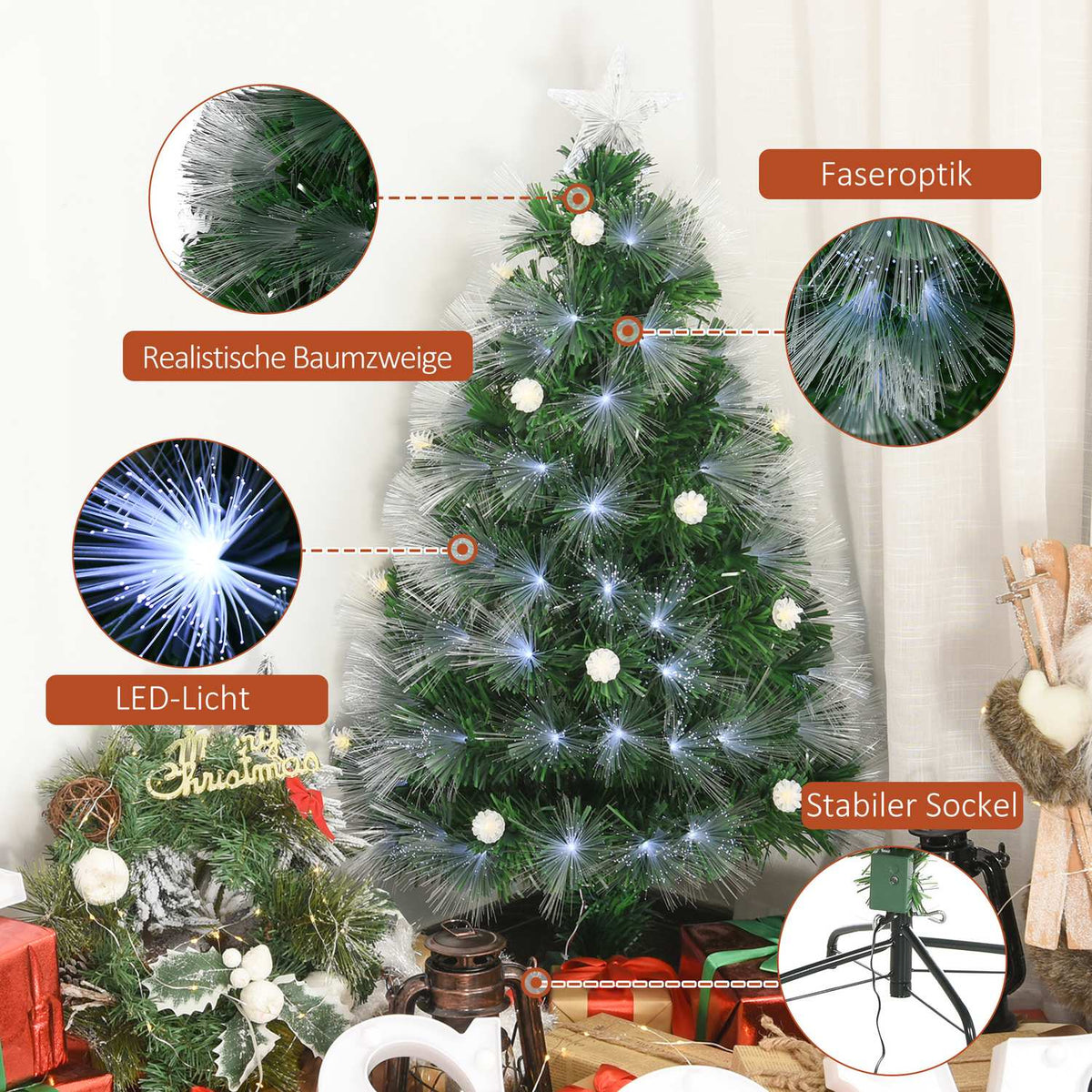 Artificial Christmas Tree With Remote Control Led Lights Christmas Tree Pvc Metal Green + White Ø75 X 150 Cm