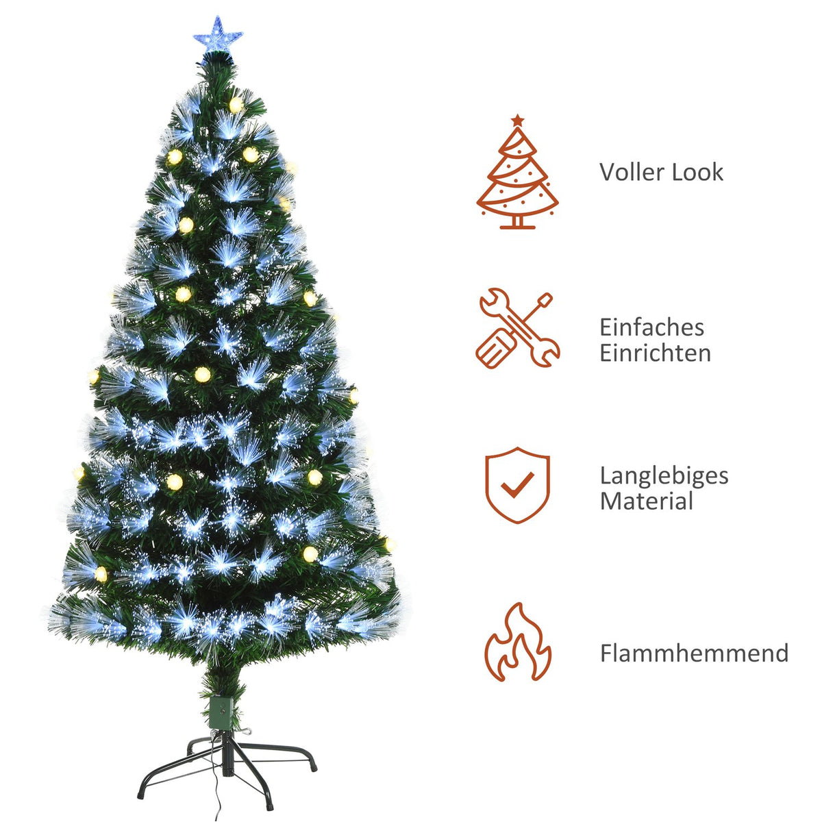 Artificial Christmas Tree With Remote Control Led Lights Christmas Tree Pvc Metal Green + White Ø75 X 150 Cm