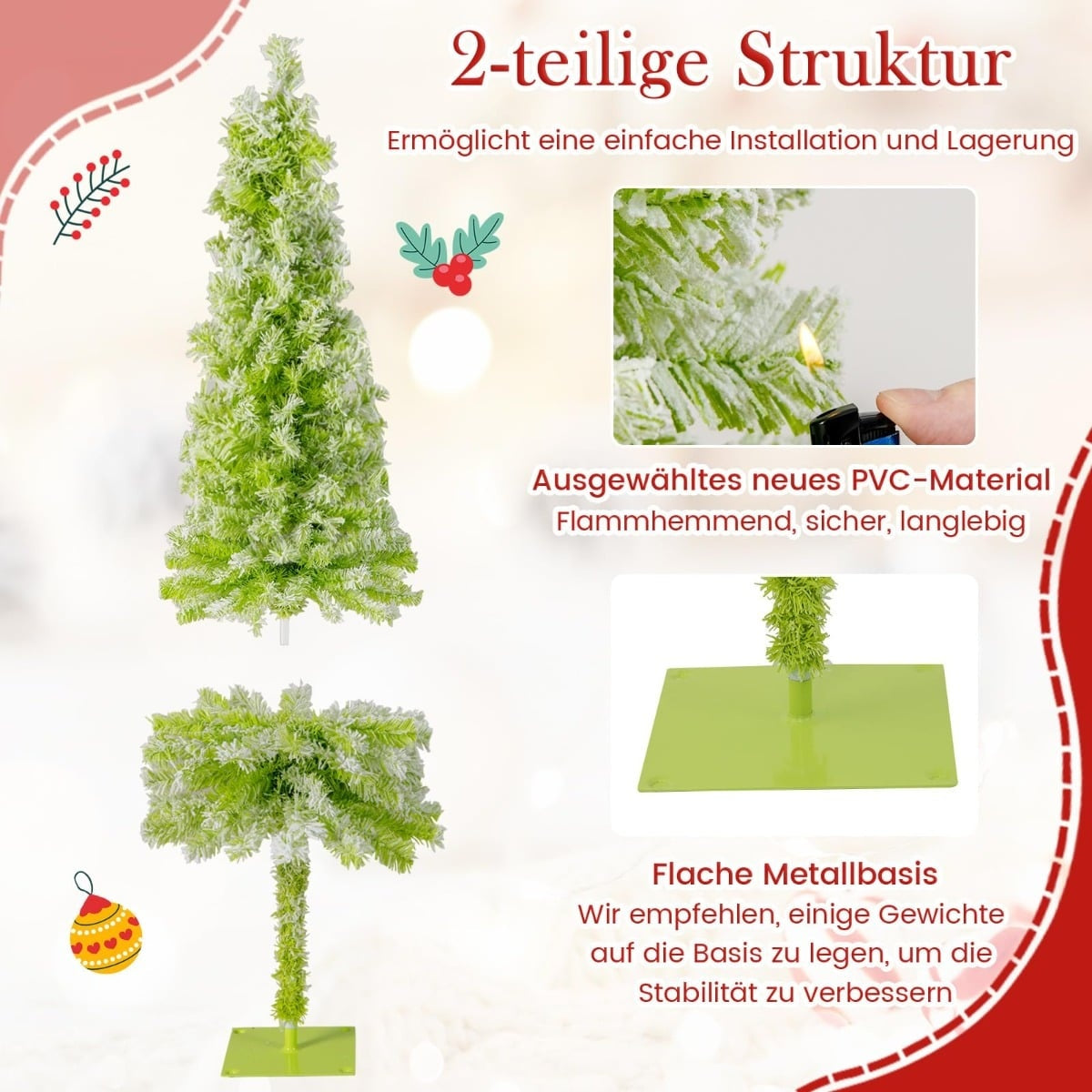 Artificial Christmas Tree with Lights, Snow, 150 cm