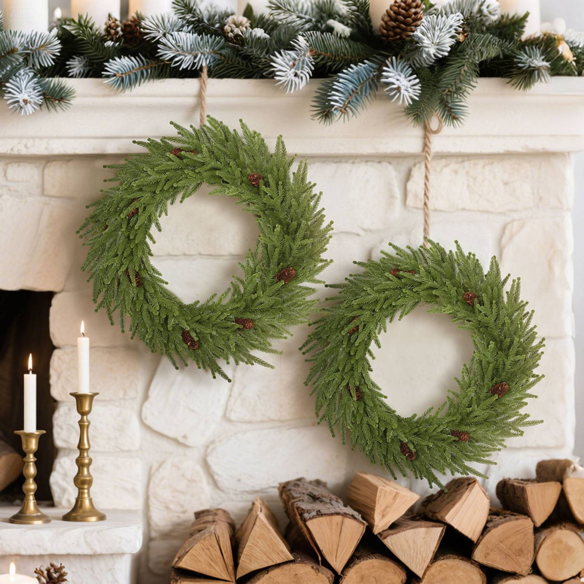 Artificial Christmas Wreath with Cones, 60 x 15 cm