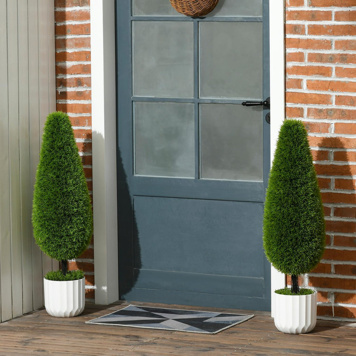 Artificial Cypress Plant Set Of 2, 90 Cm Artificial Plant, Artificial Tree In Pot, Houseplant With Artificial Moss For Indoor, Outdoor, Green