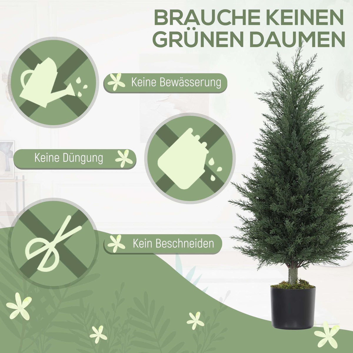 Artificial Cypress Plants, UV Resistant, Set of 2