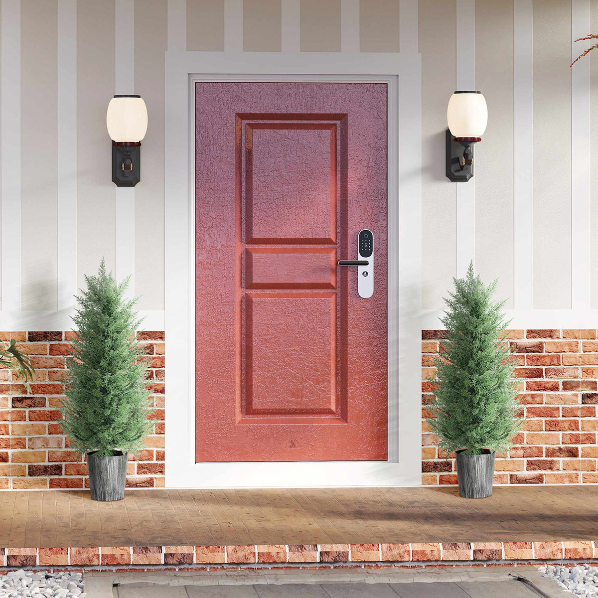 Artificial Cypress Trees Set, 2-Pack, UV Resistant, 81 Leaves