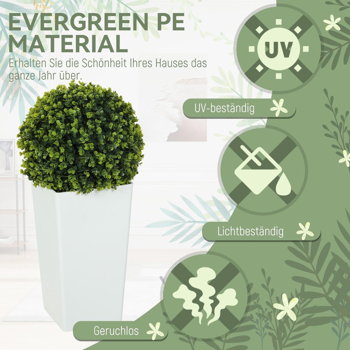 Artificial Eucalyptus Balls Set, 65 cm, UV-Protected, Green