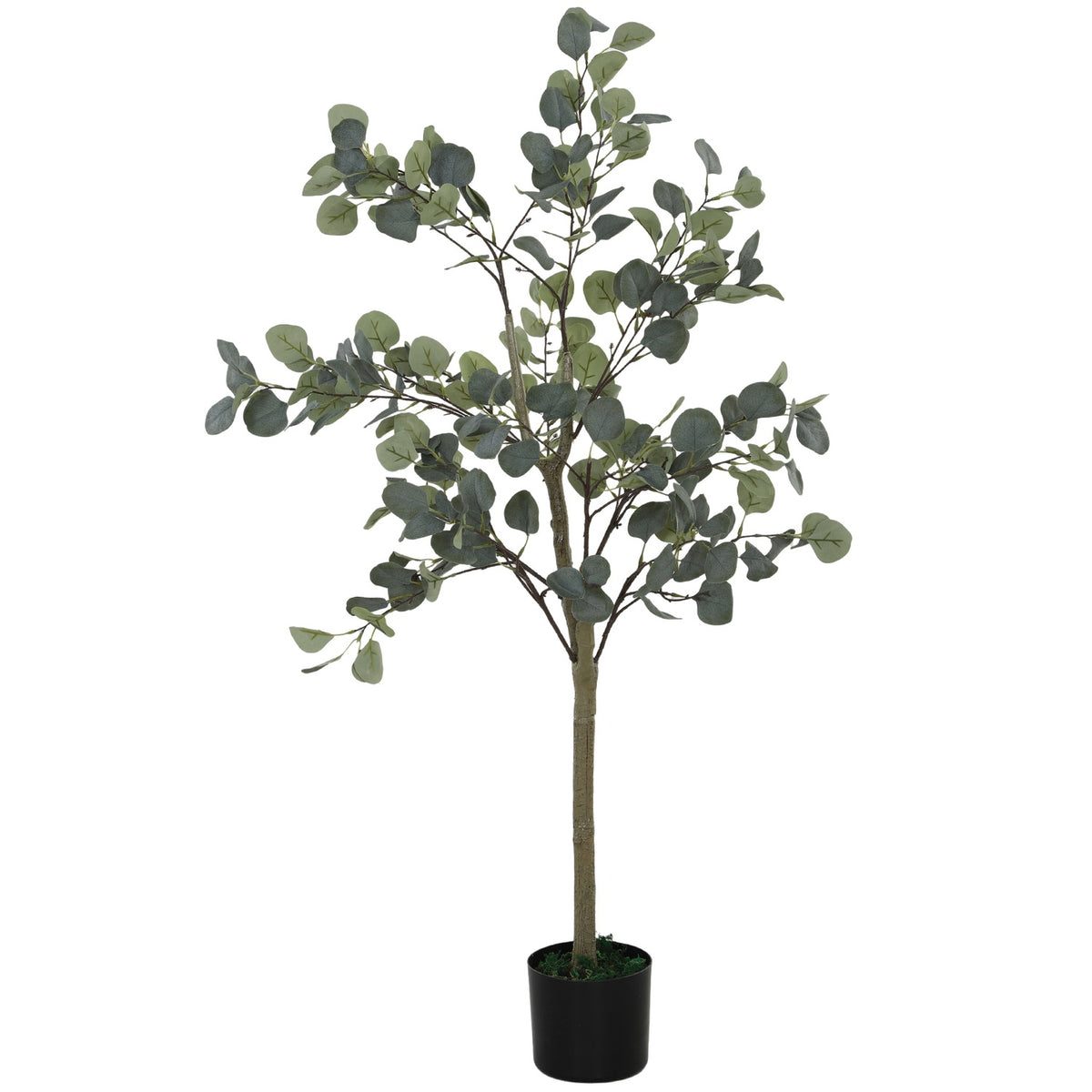 Artificial Eucalyptus Tree Large 150 cm Artificial Plant Artificial Plants Eucalyptus in Pot, Artificial Tree Like Real with Artificial Grass, Cement for Living Room, Bedroom, Office, Garden