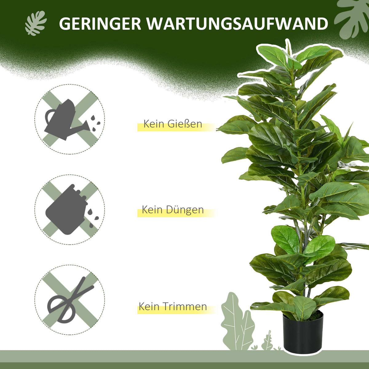 Artificial Ficus Plant, 110 cm, 90 Leaves with Pot