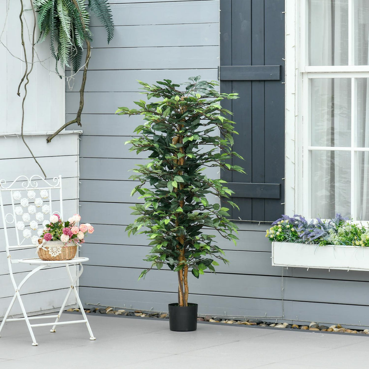 Artificial Ficus Tree Decorative Artificial Plant 150Cm Indoor & Outdoor In Plastic Pot