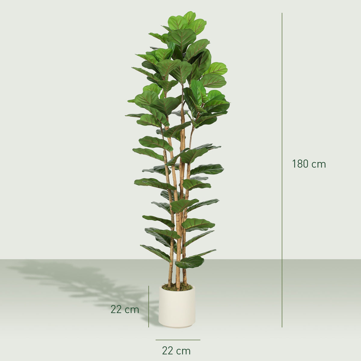 Artificial Fiddle Leaf Fig Tree 180 cm, Wood Trunk, Pot