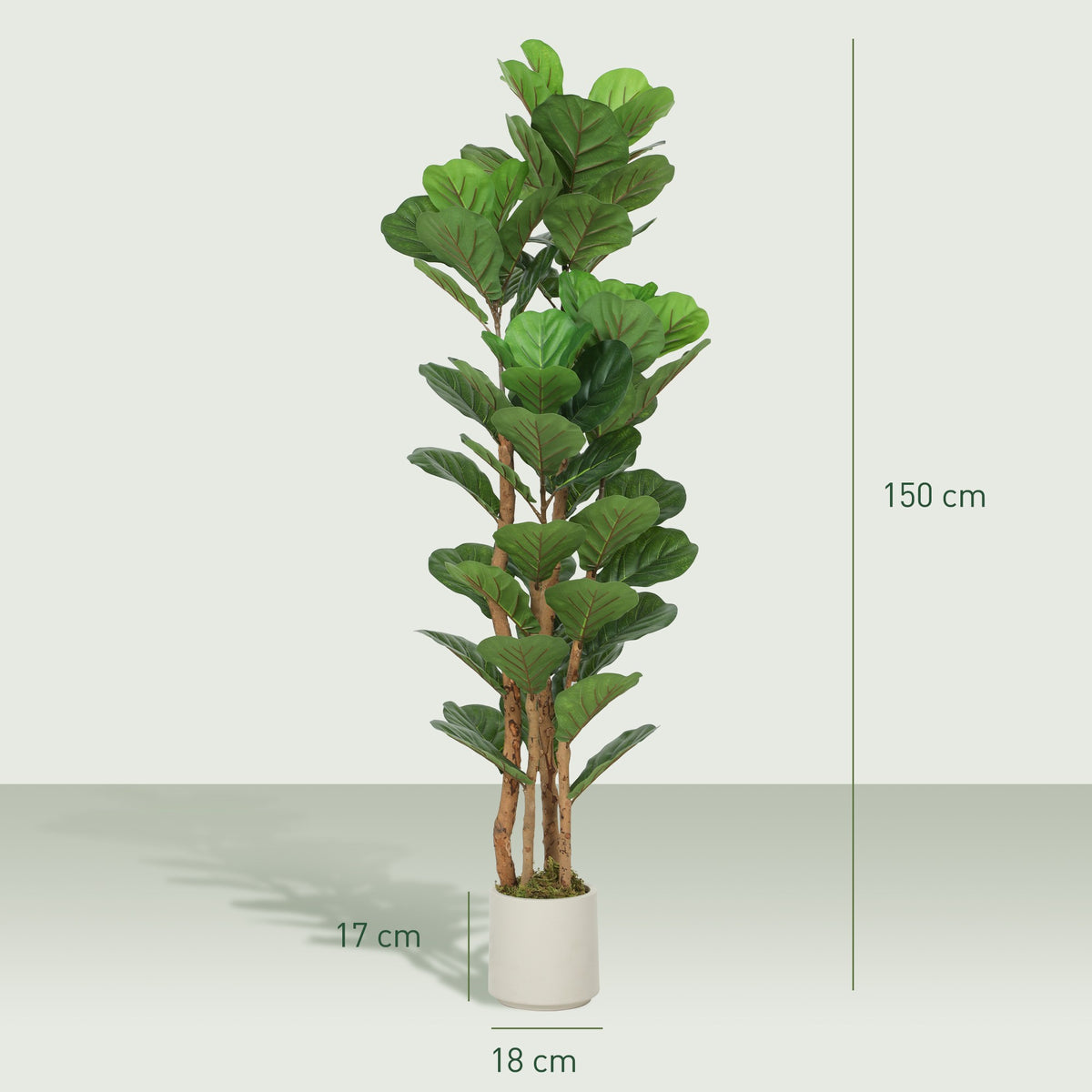 Artificial Fiddle Leaf Fig Tree, 71 Leaves, 150 cm Tall
