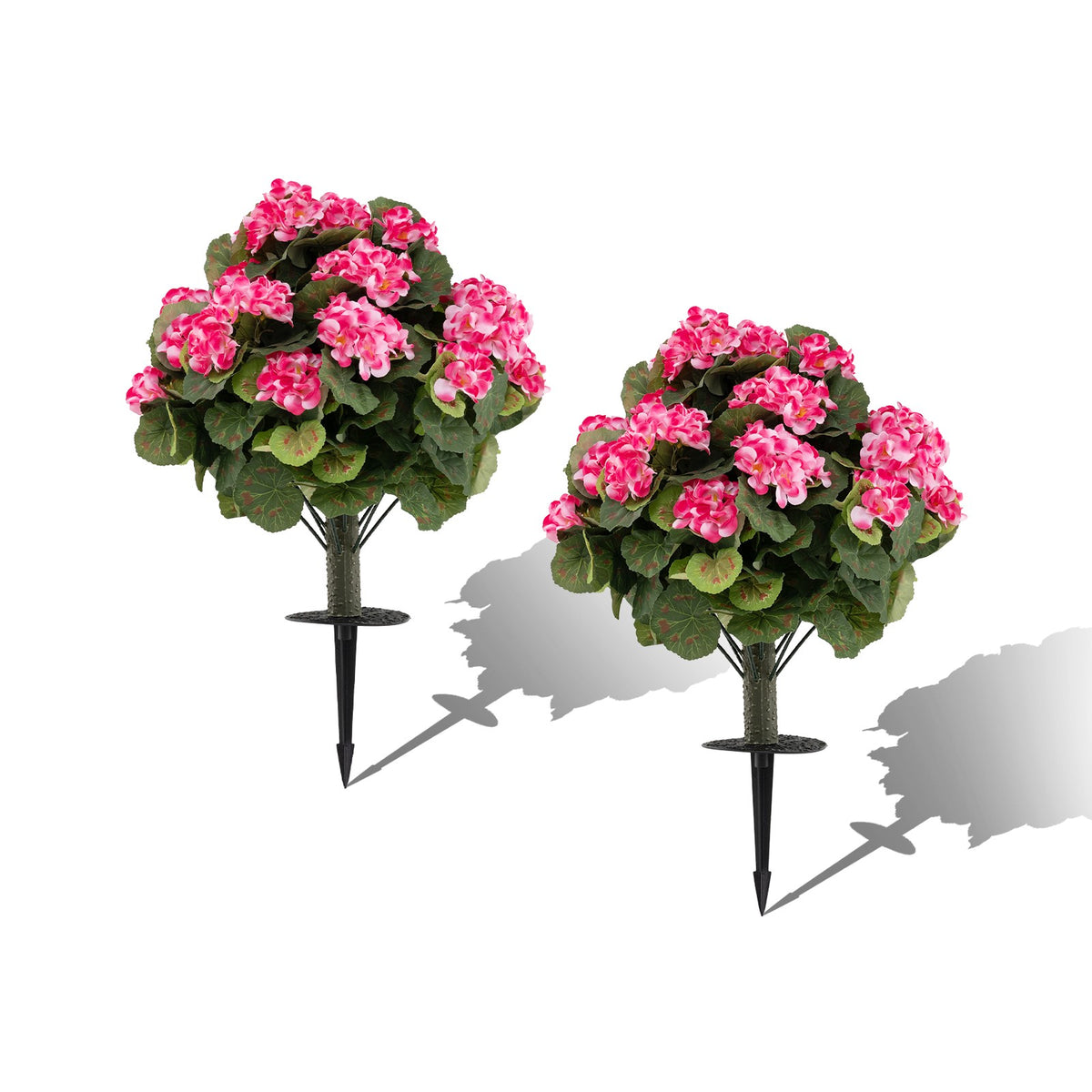 Artificial Geranium Plants, 2-Pack, Pink, Indoor/Outdoor