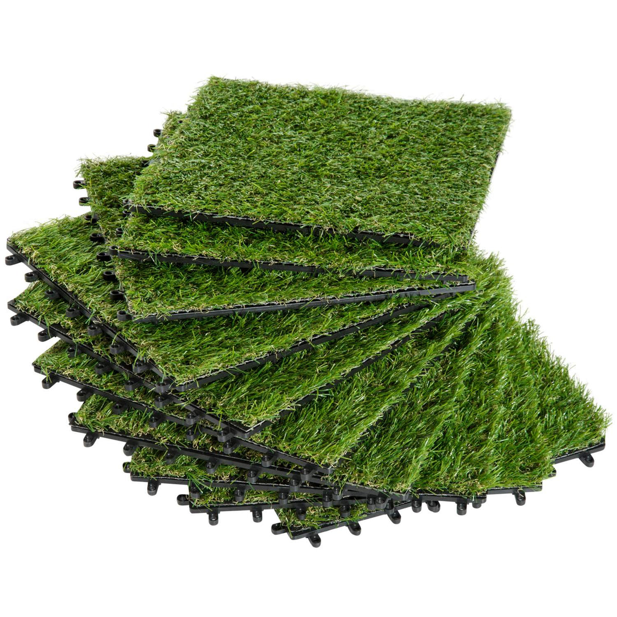 Artificial Grass 10 Pieces Grass Mat Lawn Carpet Roll Turf Artificial Lawn For Balcony Garden 25Mm Plastic Dark Green 30 X 30Cm