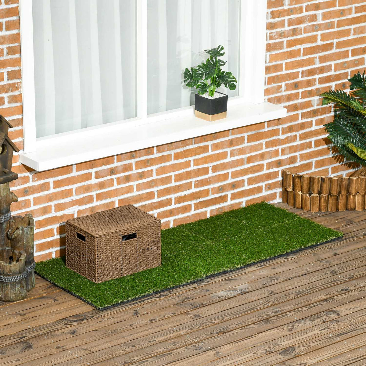 Artificial Grass Pack Of 10 Lawn Carpet 30 X 30 Cm Artificial Roll Turf Ideal For Garden & Balcony 25 Mm Plastic Dark Green