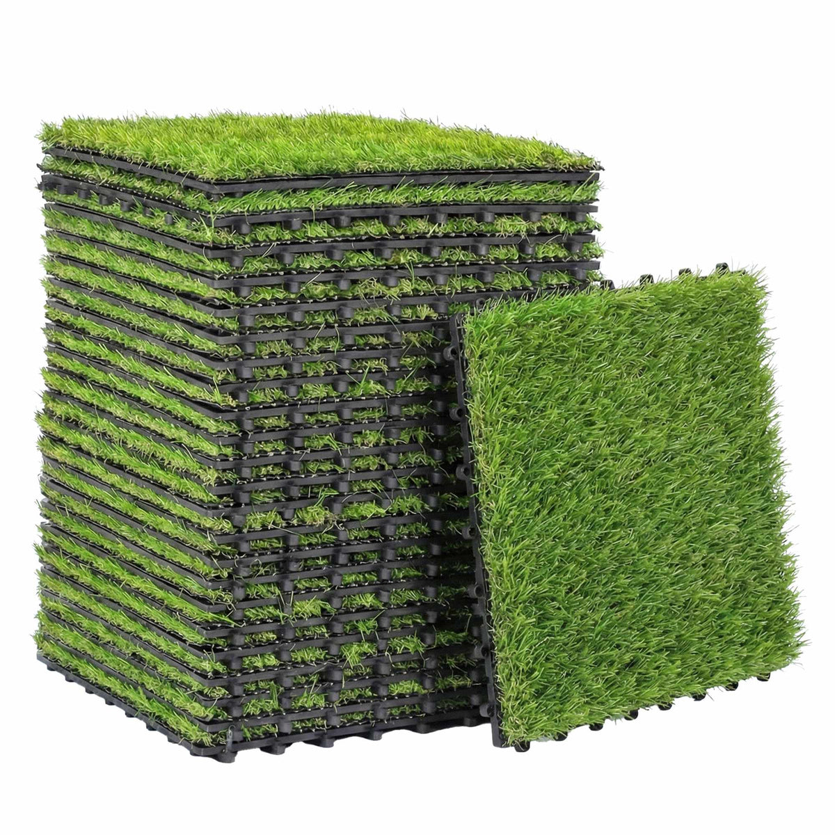 Artificial Grass Tiles Set, 22 Pieces, 30x30 cm, Drainage System