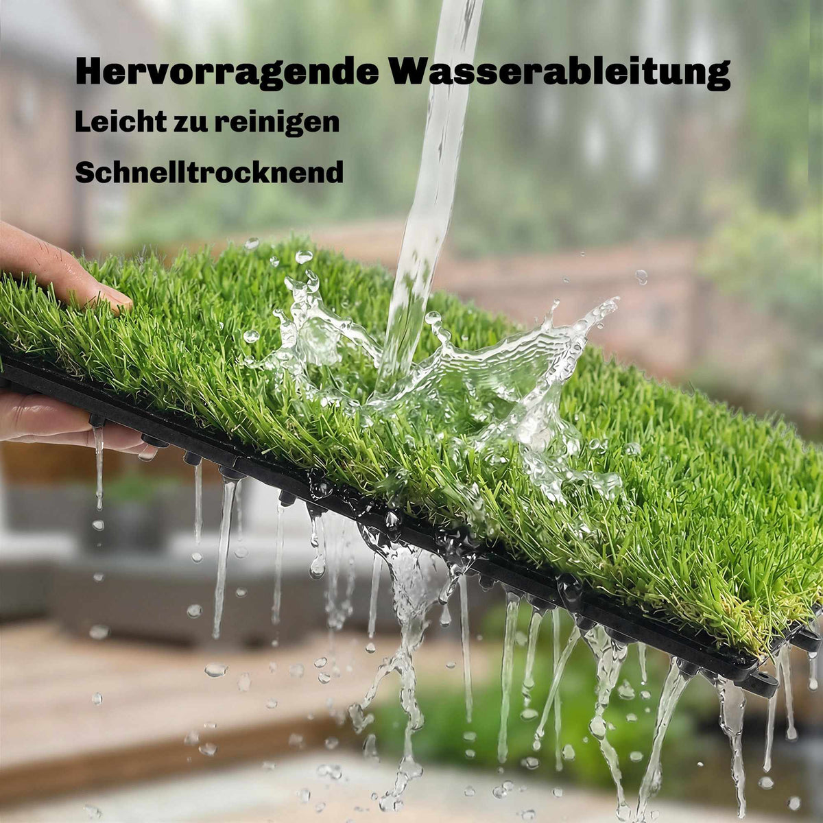Artificial Grass Tiles Set, 22 Pieces, 30x30 cm, Drainage System