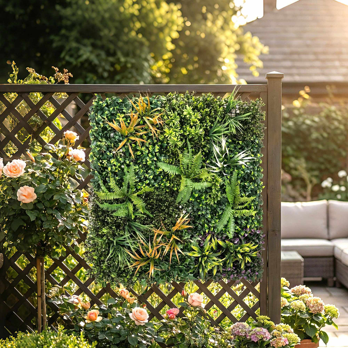 Artificial Hedge Panel, 100x100 cm, UV Resistant