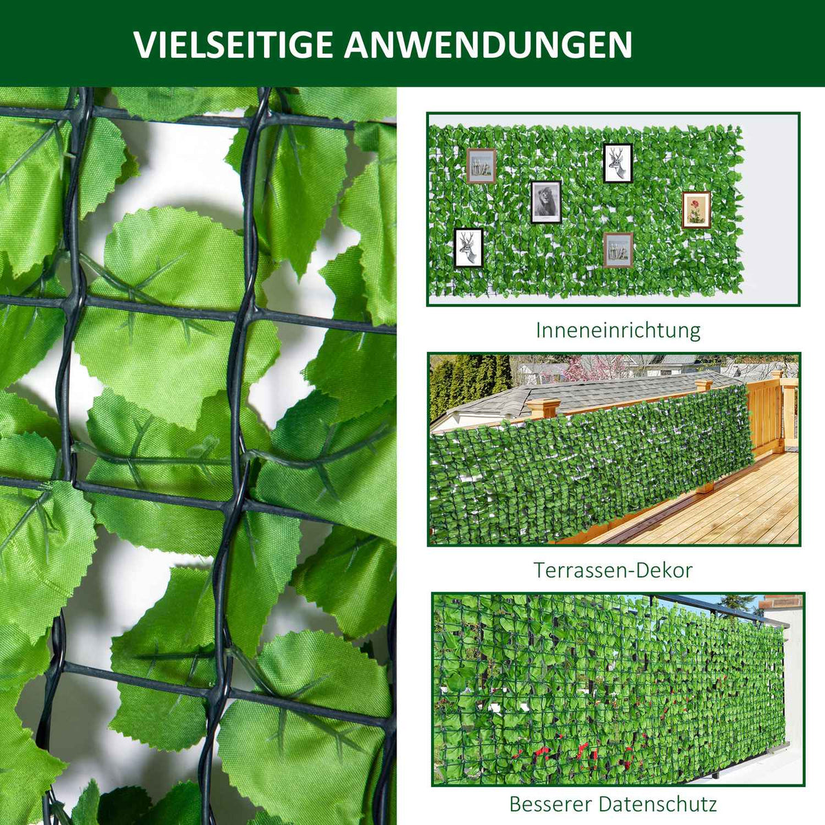 Artificial Hedge Privacy Hedge Patio Wall Decoration Wall Decoration Light Green 300 X 150 Cm