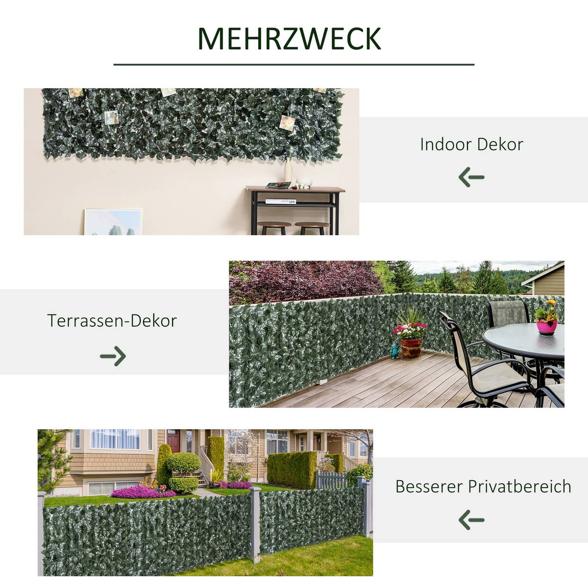 Artificial Hedge Privacy Hedge Plants Hedge Wall Decoration Dark Green 300 X 150 Cm