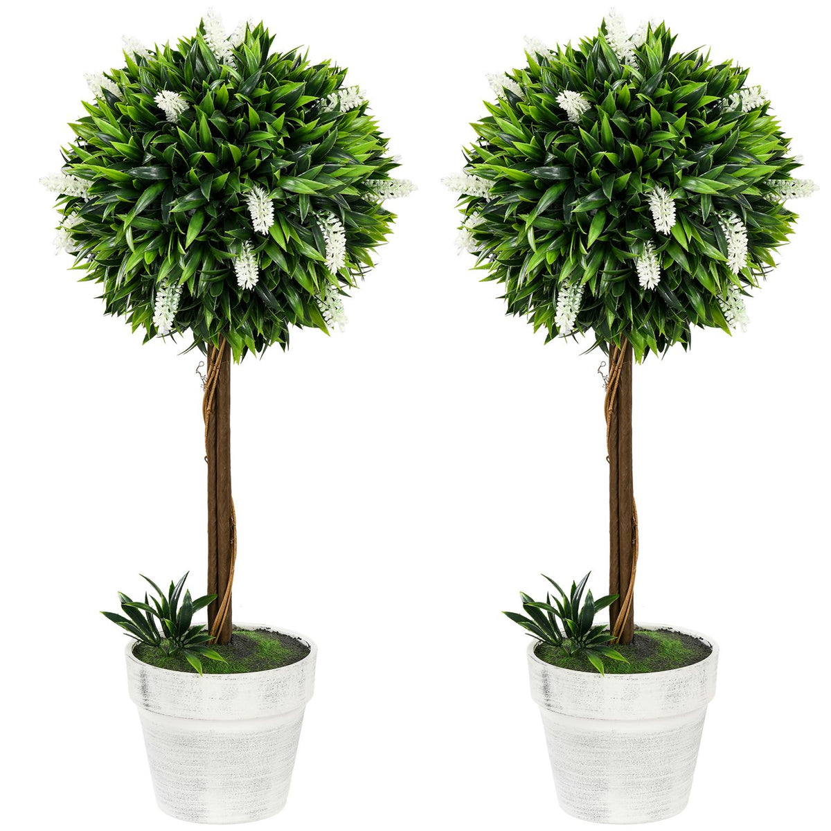 Artificial Lavender Set of 2 Large 60 cm Artificial Plants, Artificial Plants in Pot, Plastic Artificial Flower Like Real for Living Room Bedroom Office Garden Modern Decoration