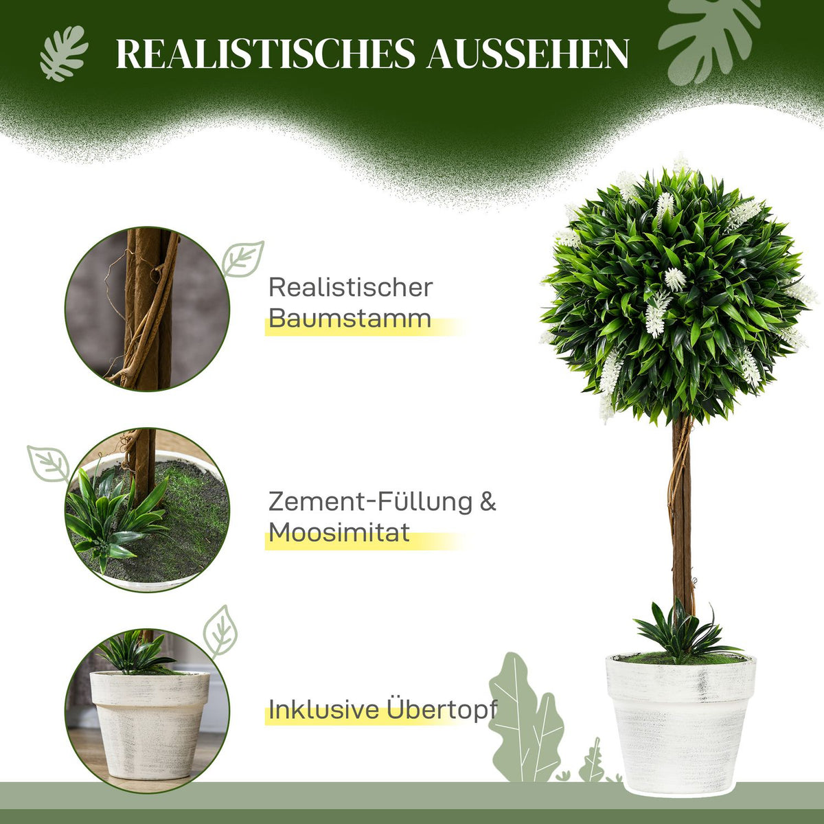 Artificial Lavender Set of 2 Large 60 cm Artificial Plants, Artificial Plants in Pot, Plastic Artificial Flower Like Real for Living Room Bedroom Office Garden Modern Decoration