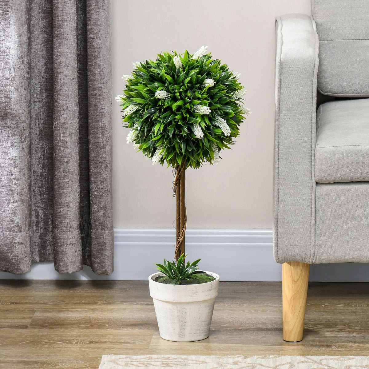 Artificial Lavender Set of 2 Large 60 cm Artificial Plants, Artificial Plants in Pot, Plastic Artificial Flower Like Real for Living Room Bedroom Office Garden Modern Decoration