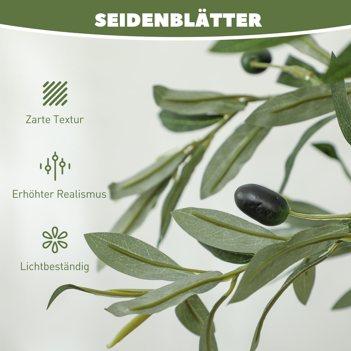 Artificial Olive Tree, 150 cm, 720 Leaves, 40 Olives