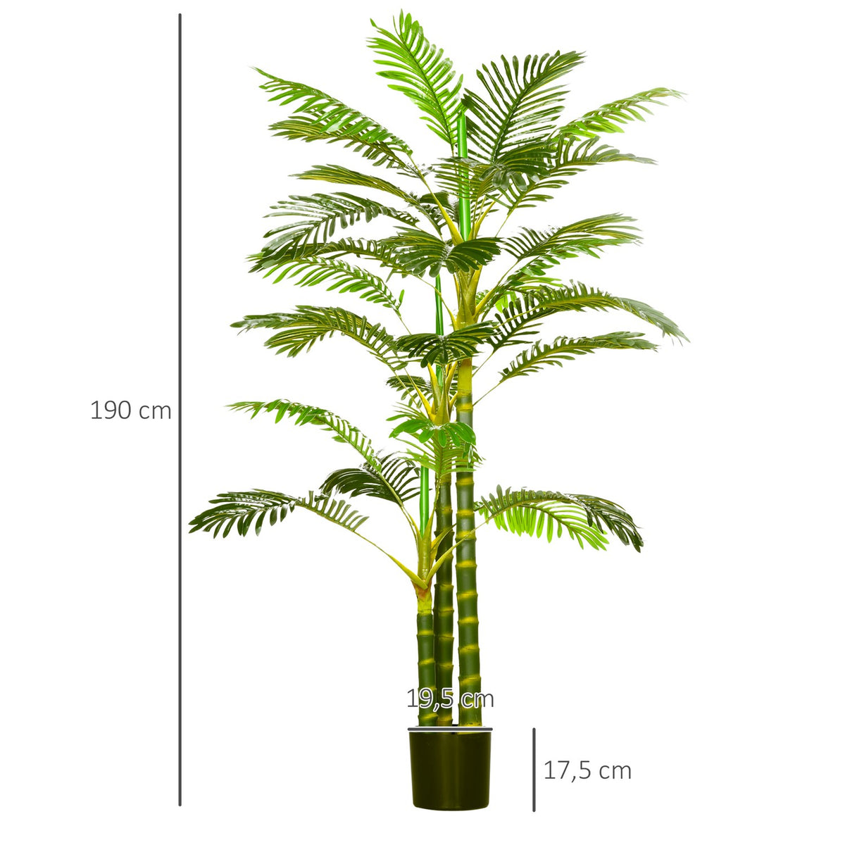 Artificial Palm Tree 190 cm Artificial Plant, Plastic Artificial Plants in Pot Artificial Palm, Fake Plant for Living Room Bedroom Office Garden Modern Decoration Gift